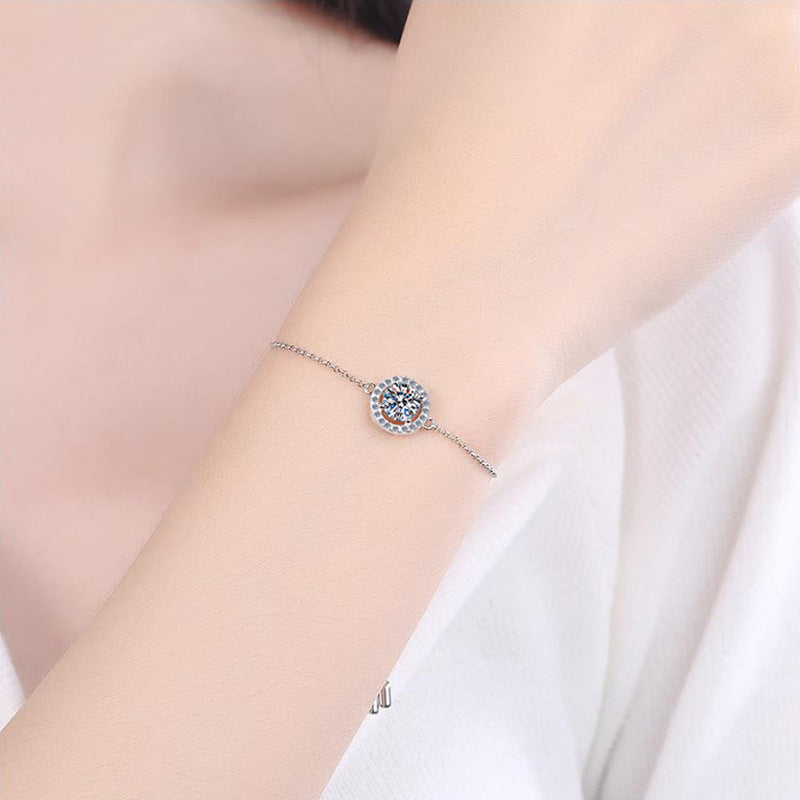 Sier Sac Rond Étoile Lune Bracelets Platine