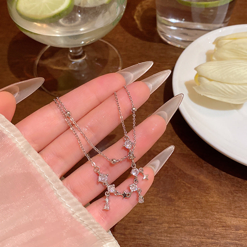 Korean Style Super Flash Zircon Female Light Luxury Minority Double Bracelets