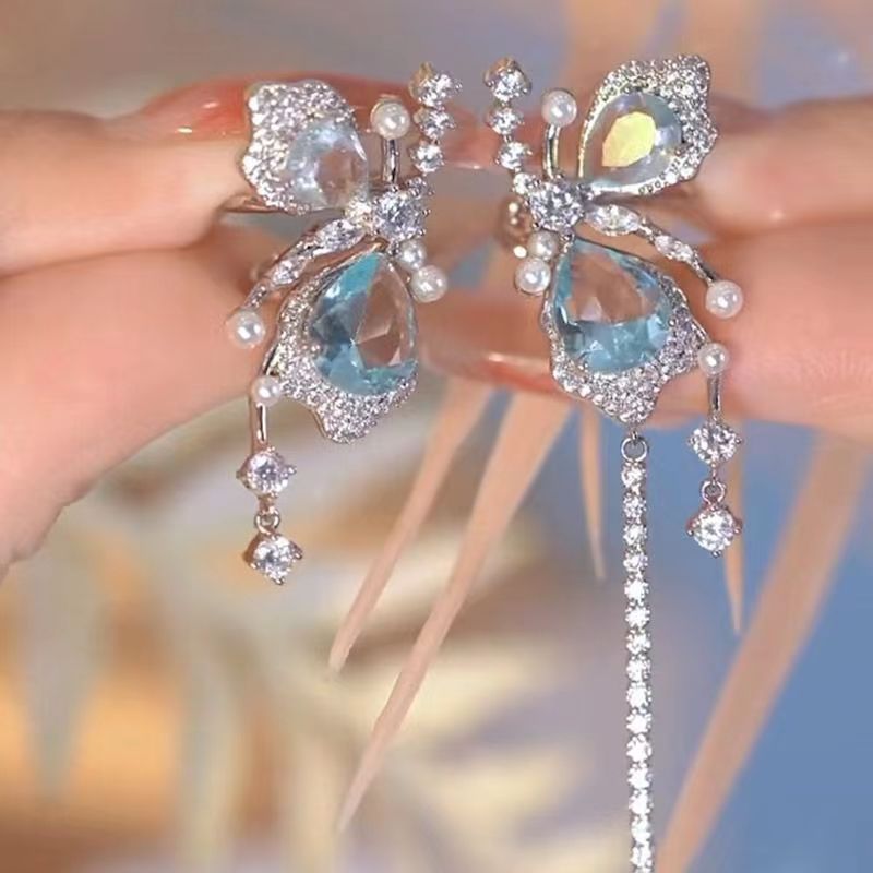 High-grade Sweet Asymmetry Tassel Ear Clip Versatile Rings
