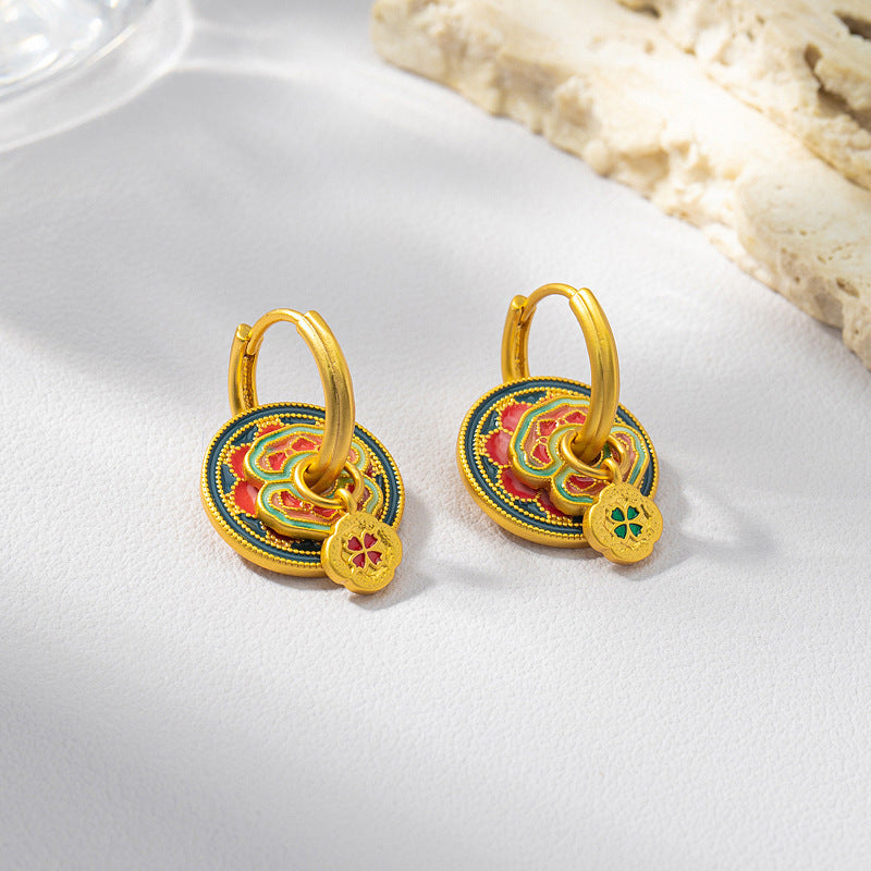 Style Enamel Drip Glazed Temperament Wild High Sense Ear Clip Earrings
