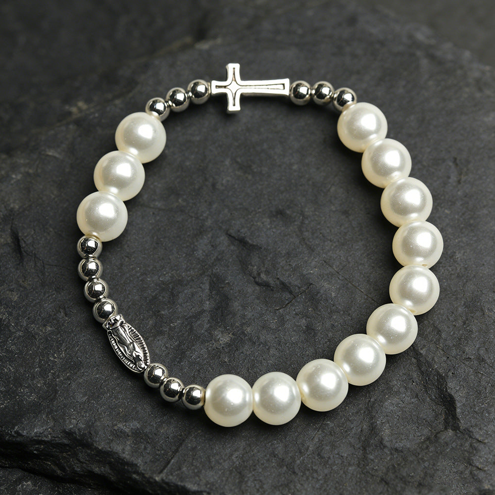 Pearl Round Beads Zinc Alloy Guadalupe Bracelets