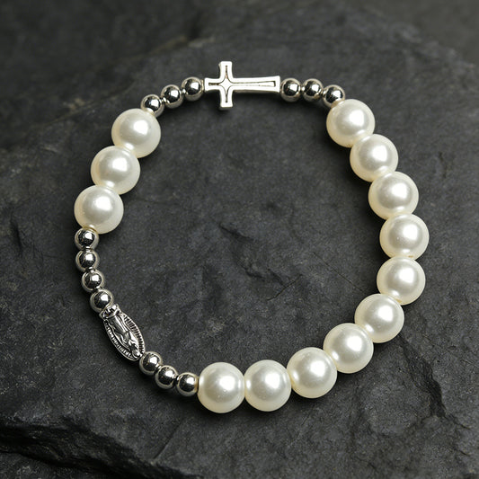 Pearl Round Beads Zinc Alloy Guadalupe Bracelets