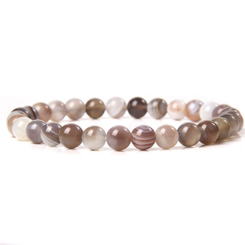 Women's Stone Purple Agate Handmade Round Beads Bracelets