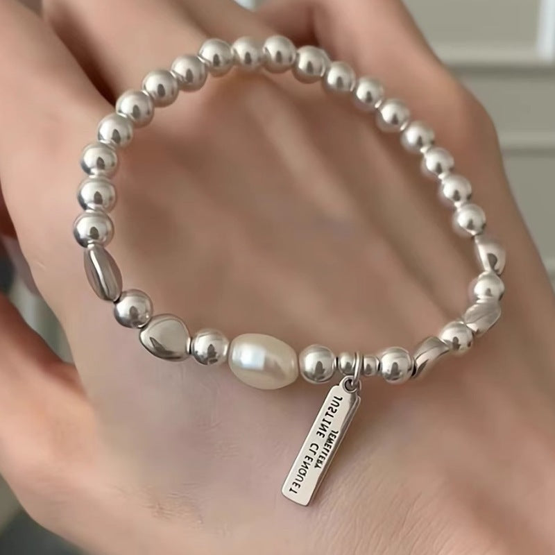 Pieces Of Sier Baroque Pearl High-grade Beaded Beads Elastic Bracelets
