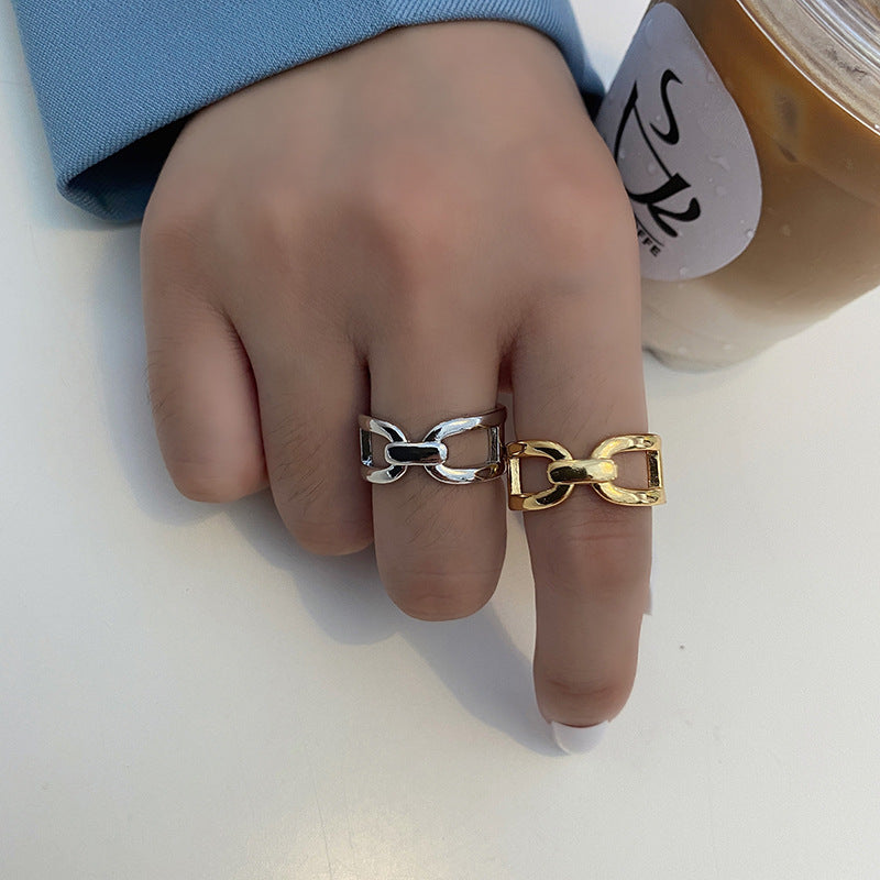 Texture Creative Hip Hop Open Index Finger Light Luxury Rings