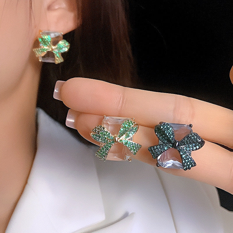 Women's Square Bow Korean Creative Design Light Earrings