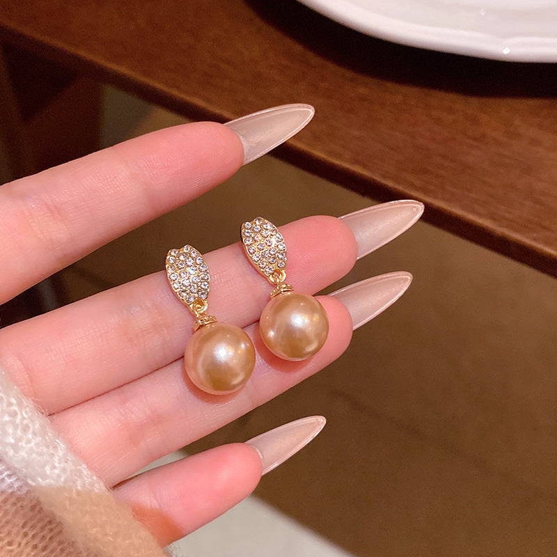 Women's Needle Light Luxury Minority Pearl Exquisite Micro Inlaid Earrings