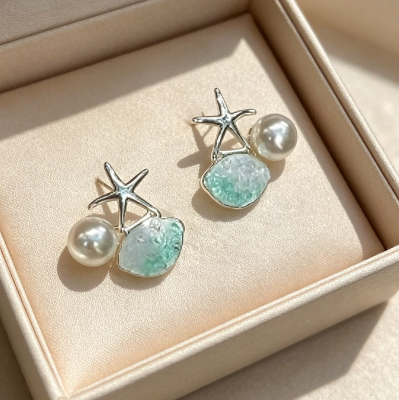 Compact Elegant Pearl Eardrops French Style Design Stud Earrings