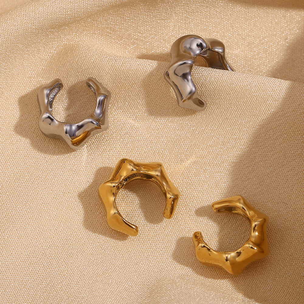 Women's Fashion Minority Design Stainless Steel Gold-plated Elegant Bamboo Joint Small Ear Clip