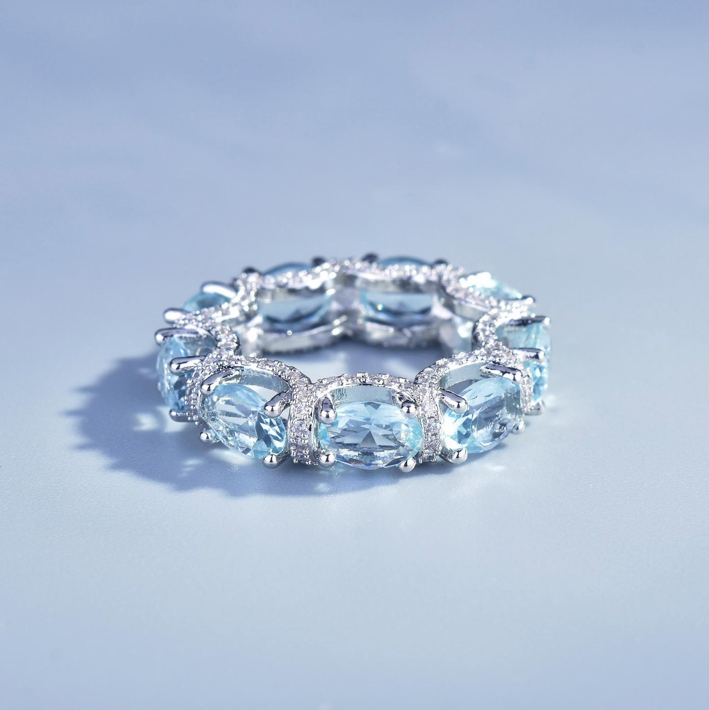 Stackable Star River Princess Lace Aquamarine Rings