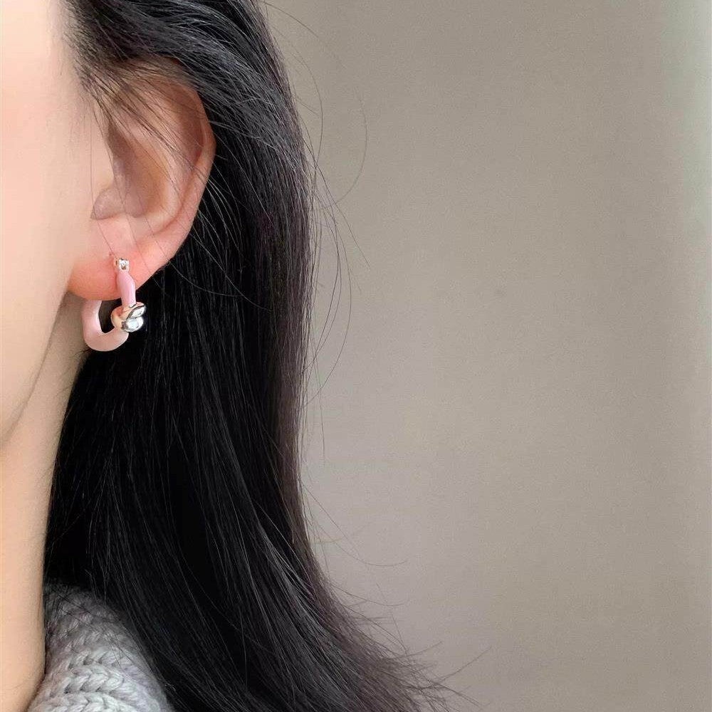 Powder U-shaped High-grade Ear Light Luxury Minority Design Rings