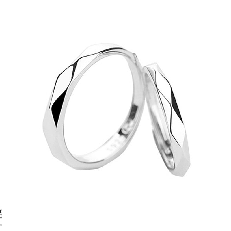 Women's & Men's White Rhombus Couple Simple Light Luxury Open Long-distance Ring