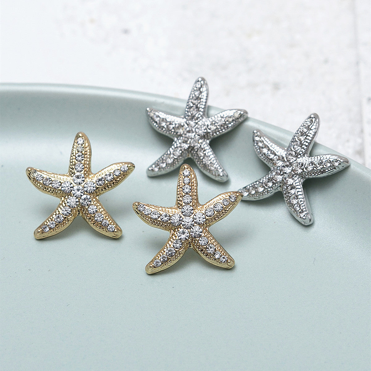 Jewelry Starfish Full-jeweled Female Pentagram Zircon Earrings