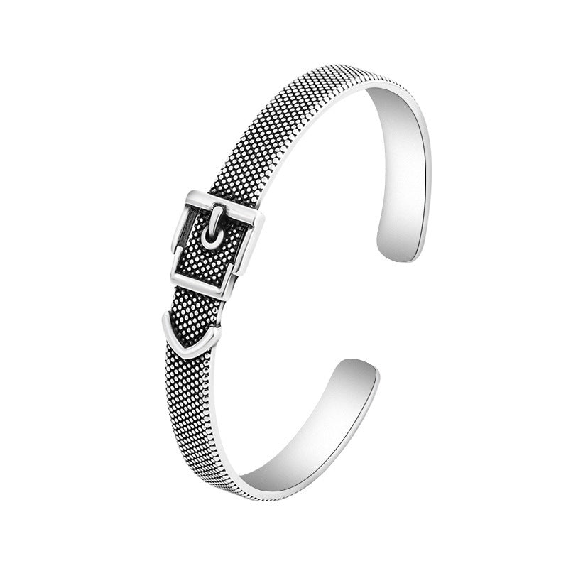 Unique Buckle Trendy Design Personality Sier-plated Bracelet