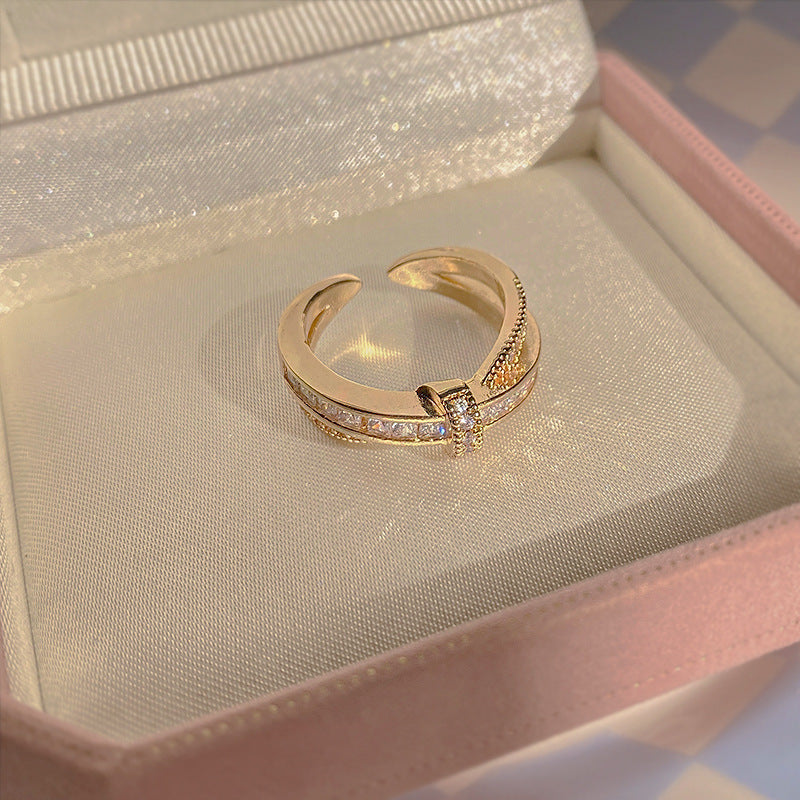Zircon Cross Female Fashion Personalized Index Finger Trendy Rings