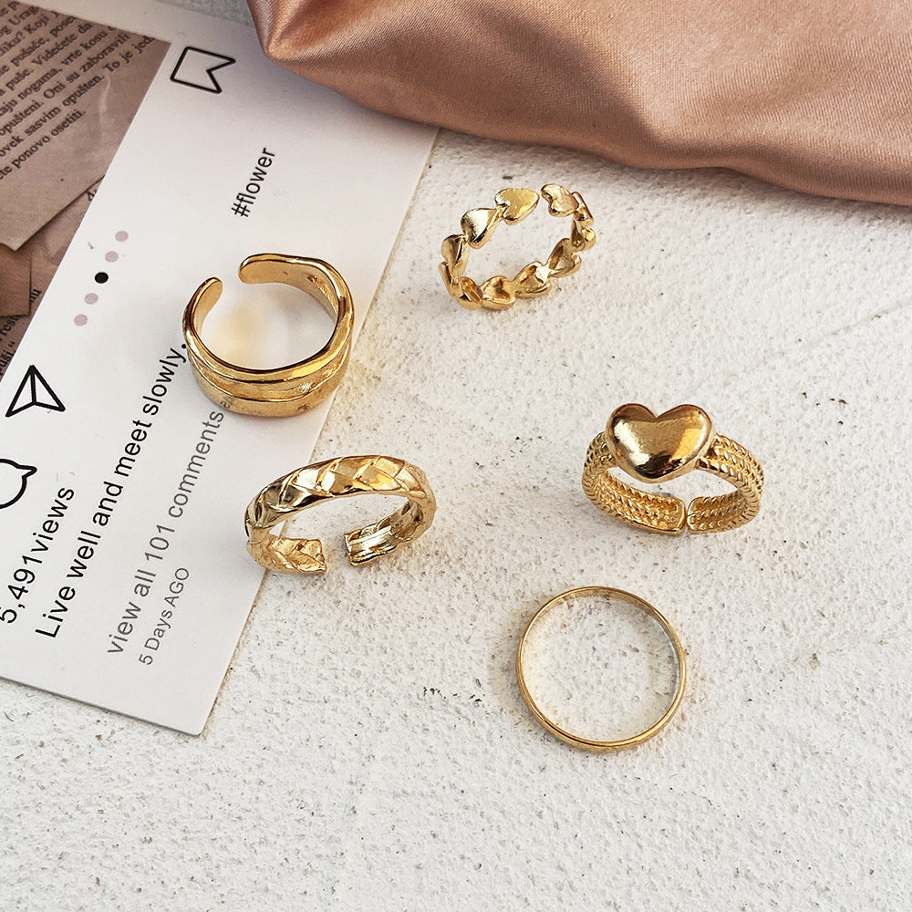 Clearance Vintage Creative Heart Hollow Butterfly Rings