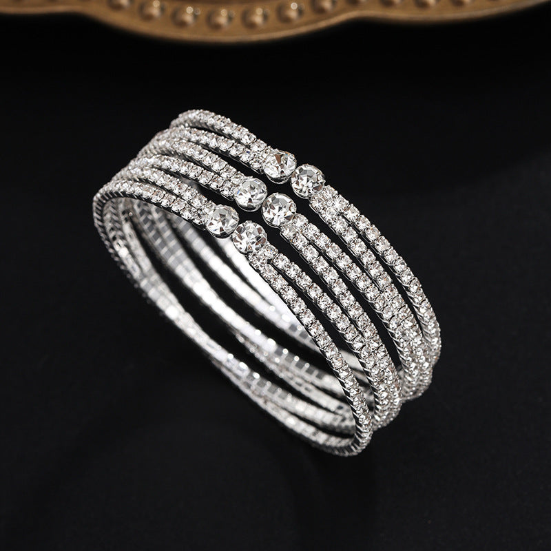 Steel Wire Wide Open Cross Elastic Combination Bracelets