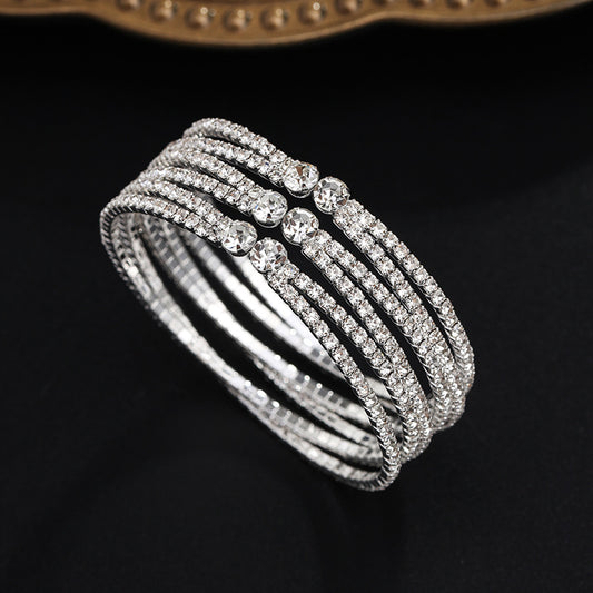 Steel Wire Wide Open Cross Elastic Combination Bracelets