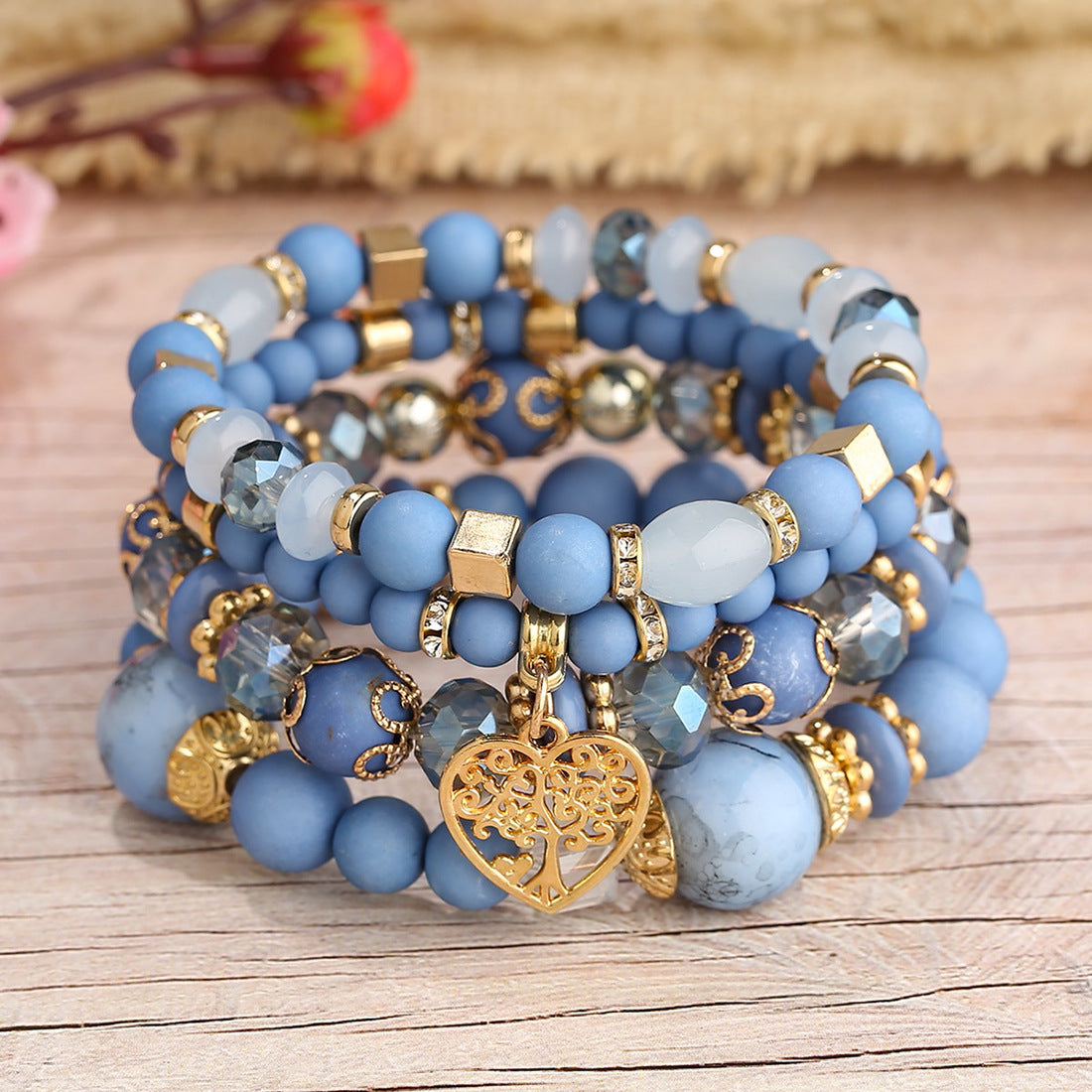 Fashion Bohemian Ethnic Style Crystal Peach Bracelets