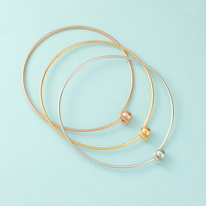 Diameter Stainless Steel Open Movable Simple Thread Beads Bracelets