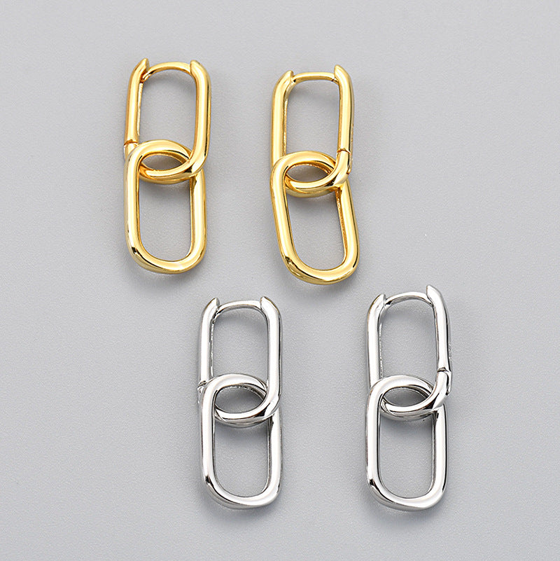Binaural Creative High-grade Geometric Square Frosty Ear Buckle