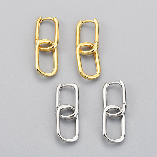 Binaural Creative High-grade Geometric Square Frosty Ear Buckle