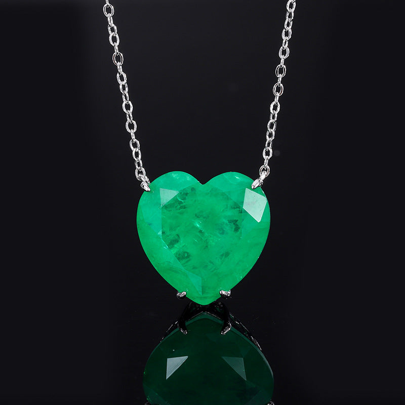 Sapphire Female Emerald Love Heart Ear Jewelry Set