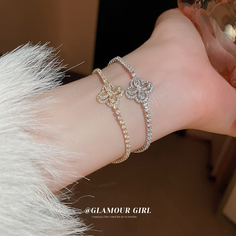 Fleur Zircon Boucle Intérêt Spécial Lumière Luxe Haut Bracelets