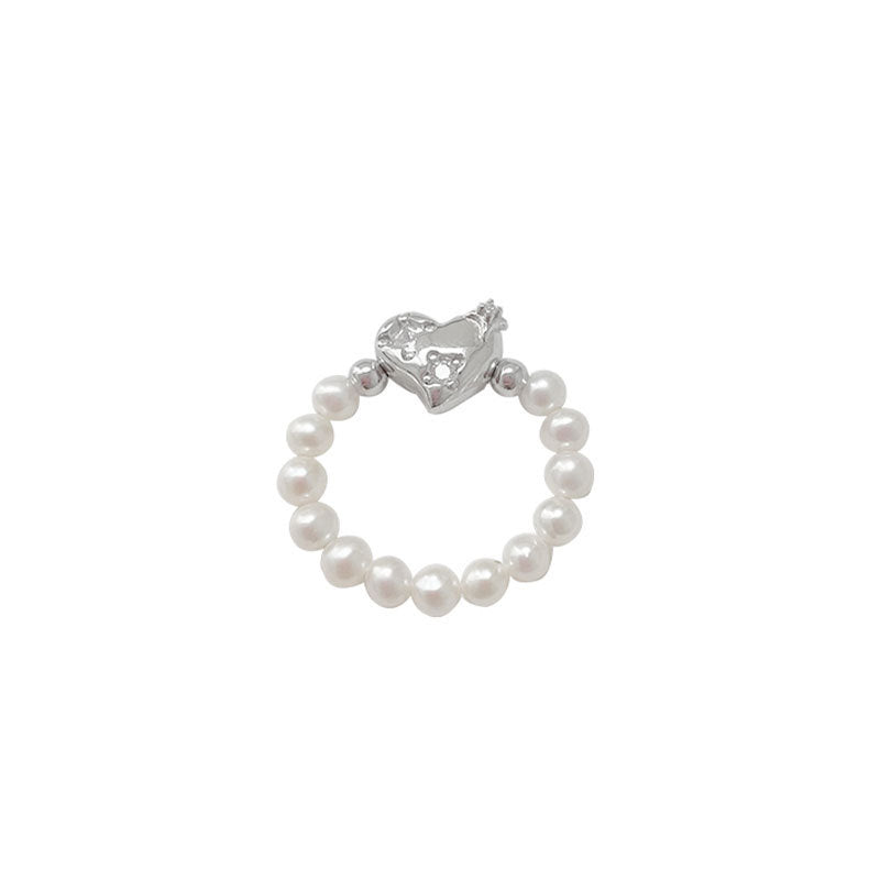 Exquisite Small Diamond Love Pearl Stitching Rings