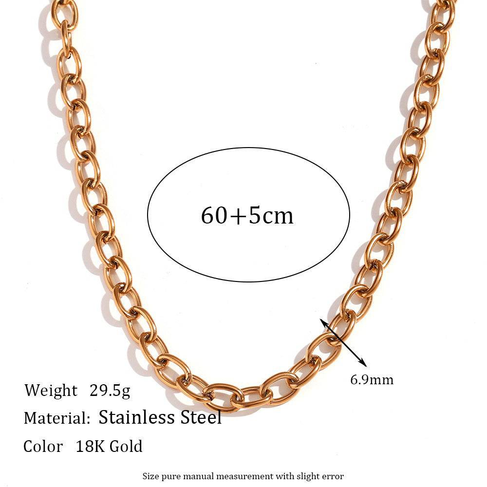 Women's Steel Choker Stainless Gold-plated Cross Chain Necklace