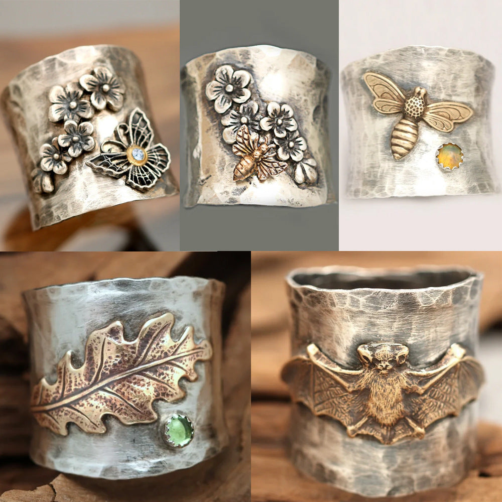 Simple Personality Bee Flower Butterfly Engagement Ring