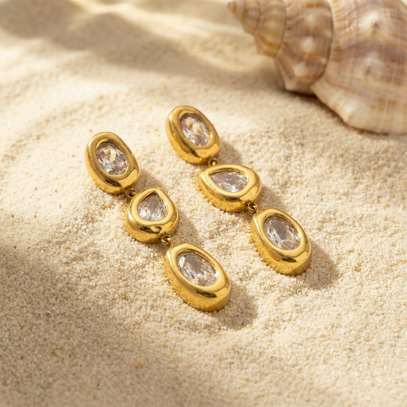 Irregular Water Drop Tassel Inlaid Zircon Stainless Rings