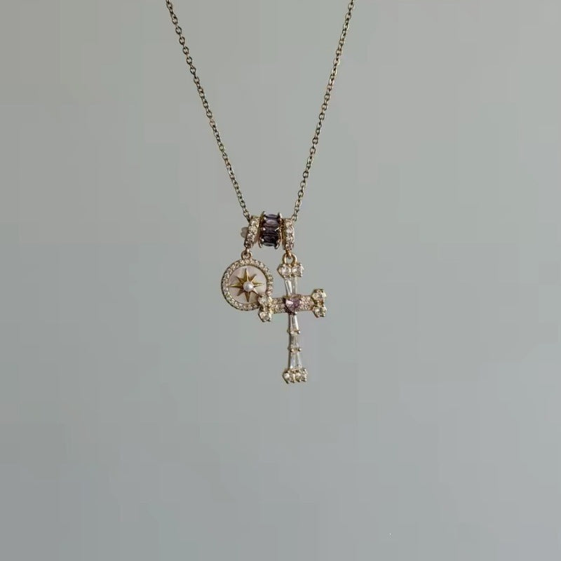Women's Light Luxury Full Diamond Purple Clavicle Chain Personality Affordable High-grade Necklace