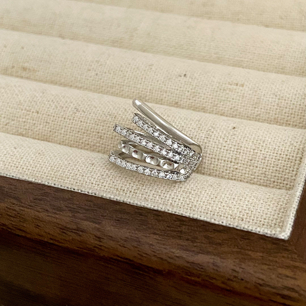 Texture Micro Inlaid Zircon Ear Clip Sweet Cool Style Versatile Earrings