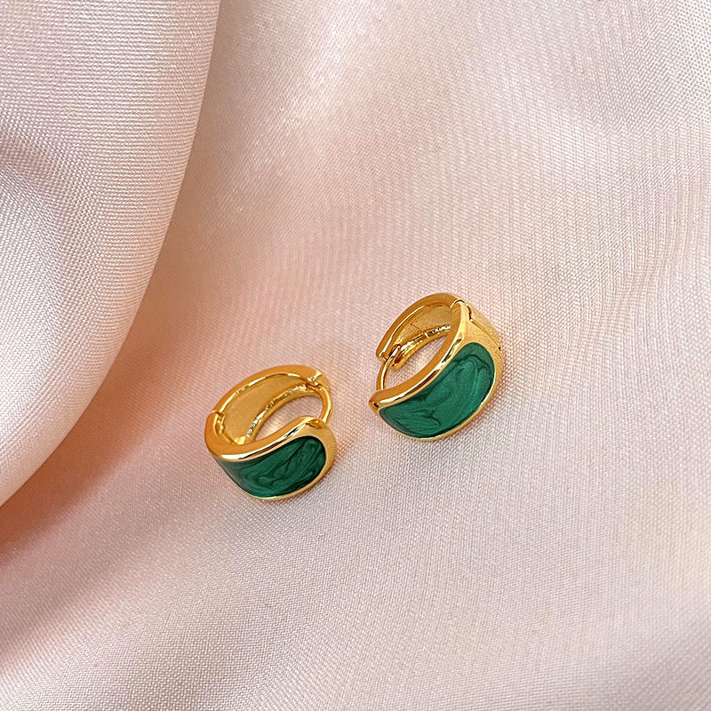 Women's High-grade Semicircle Dripping Oil Ear Clip Earrings