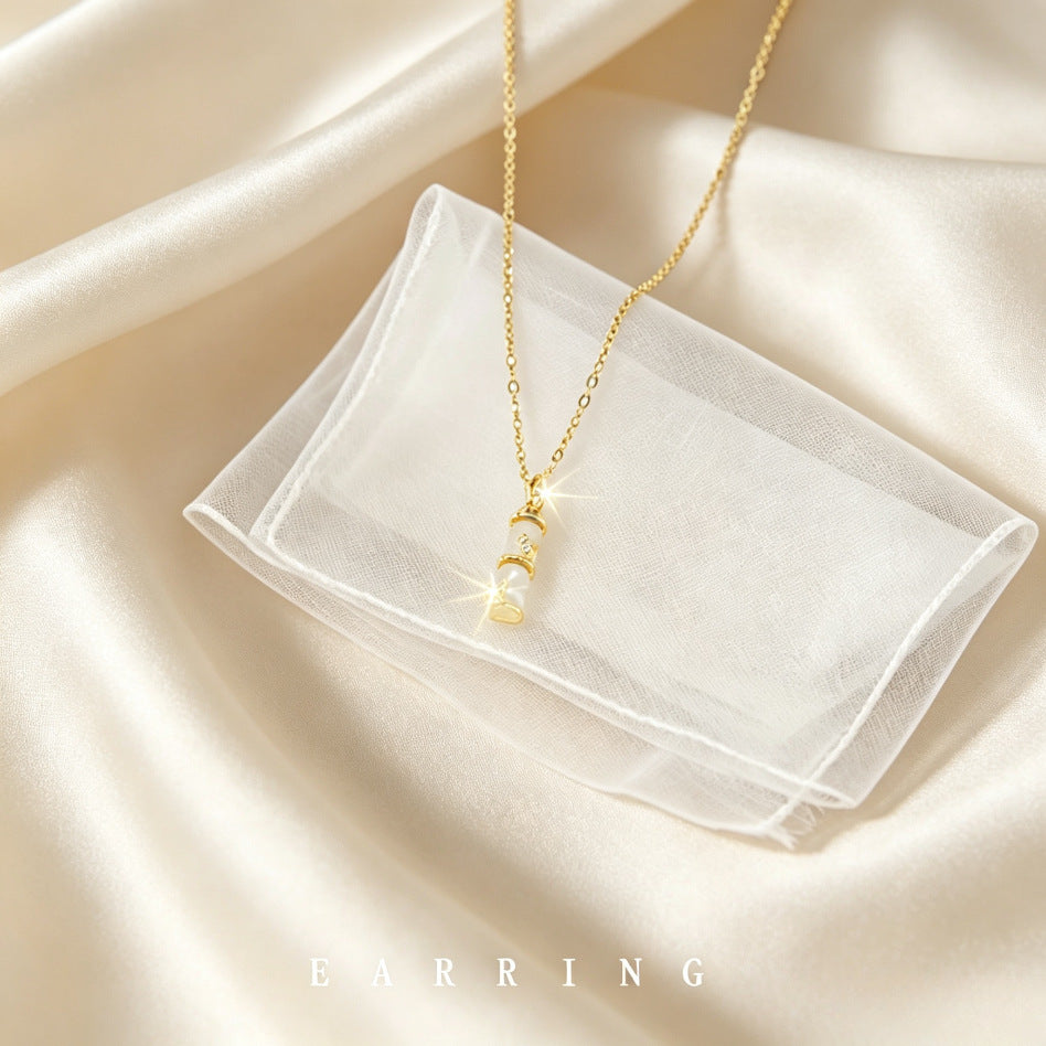 Women's High-rise Bamboo National Style Light Luxury Temperament High-grade Imitation Chalcedony Necklace