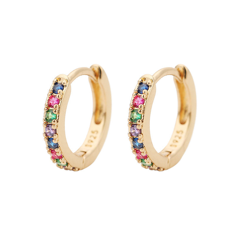 Mini Small Eardrop Colorful Crystals Rose Ear Buckle