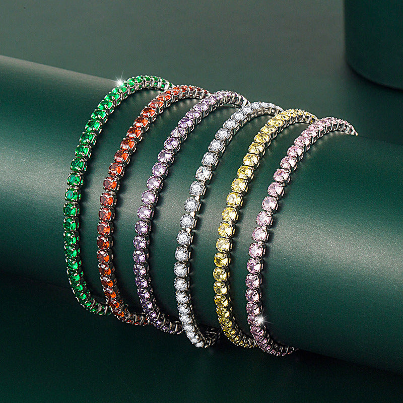 Bracelets en Zircon de couleur réglable pour femmes, ornement à la mode, plein de diamants brillants, roses