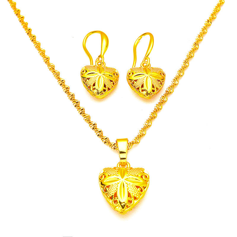 Women's Placer Gold Sand Love Water Ripple Fashion Necklaces
