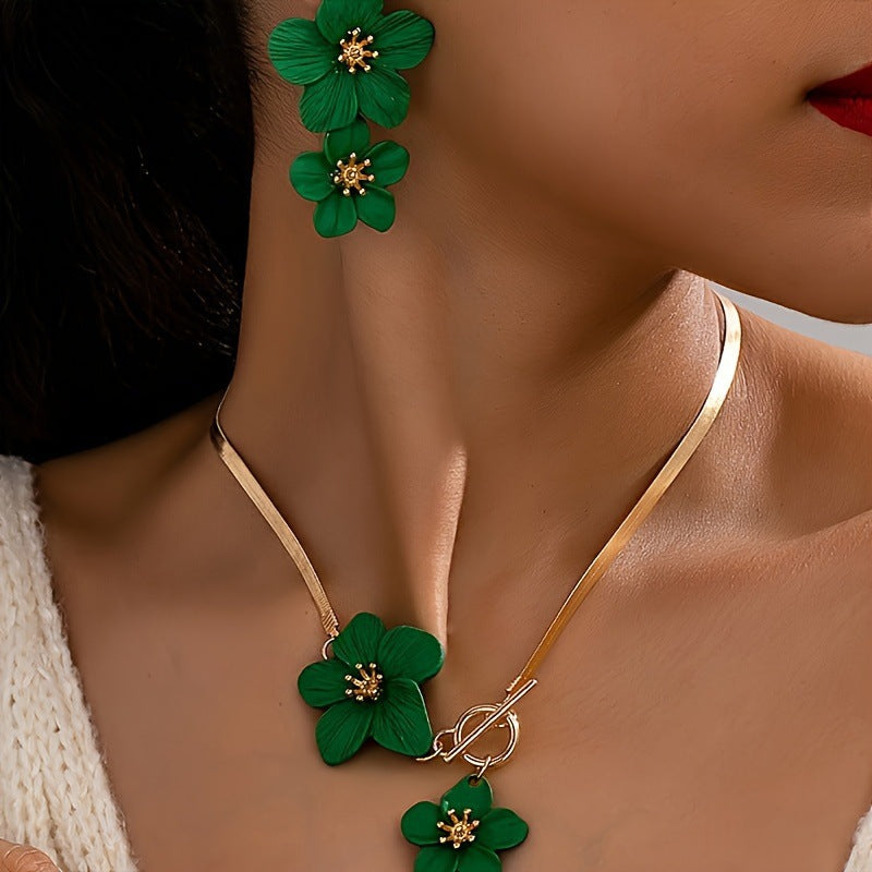 Women's Fashionable Elegant High-grade Alloy Flower Suite Jewelry Set