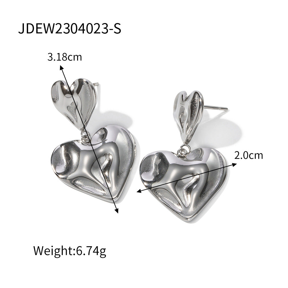 Trendy Jewelry Titanium Steel Hammer Pattern Earrings