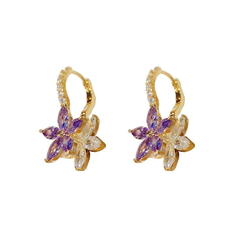 Purple Flower Clips Korean Style Niche Ear Buckle