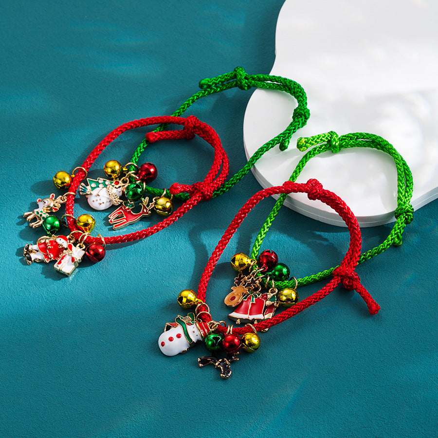 Cute Santa Claus Bell Adjustable Red Bracelets