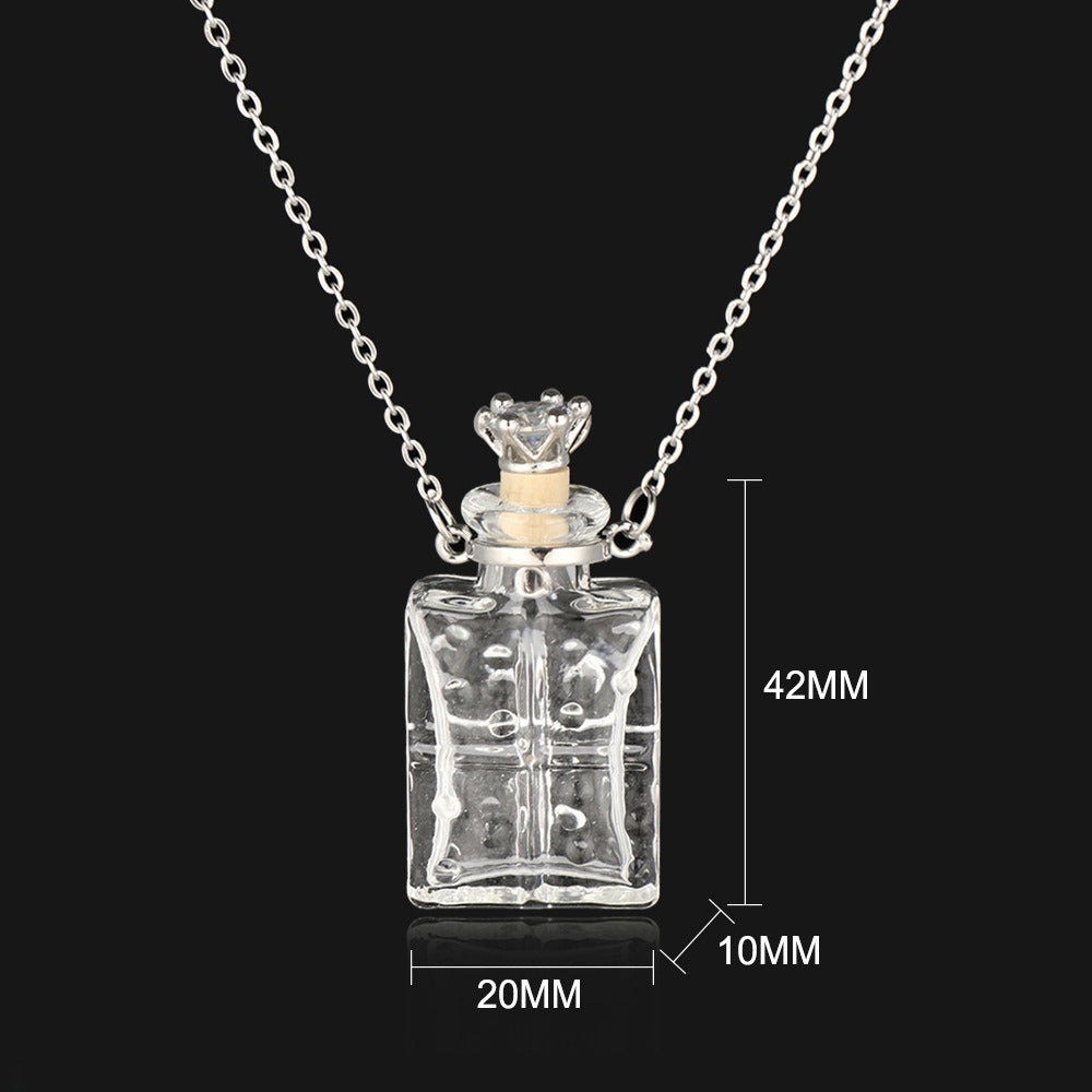 Transparent Heart-shaped Colored Glaze Perfume Essential Necklaces
