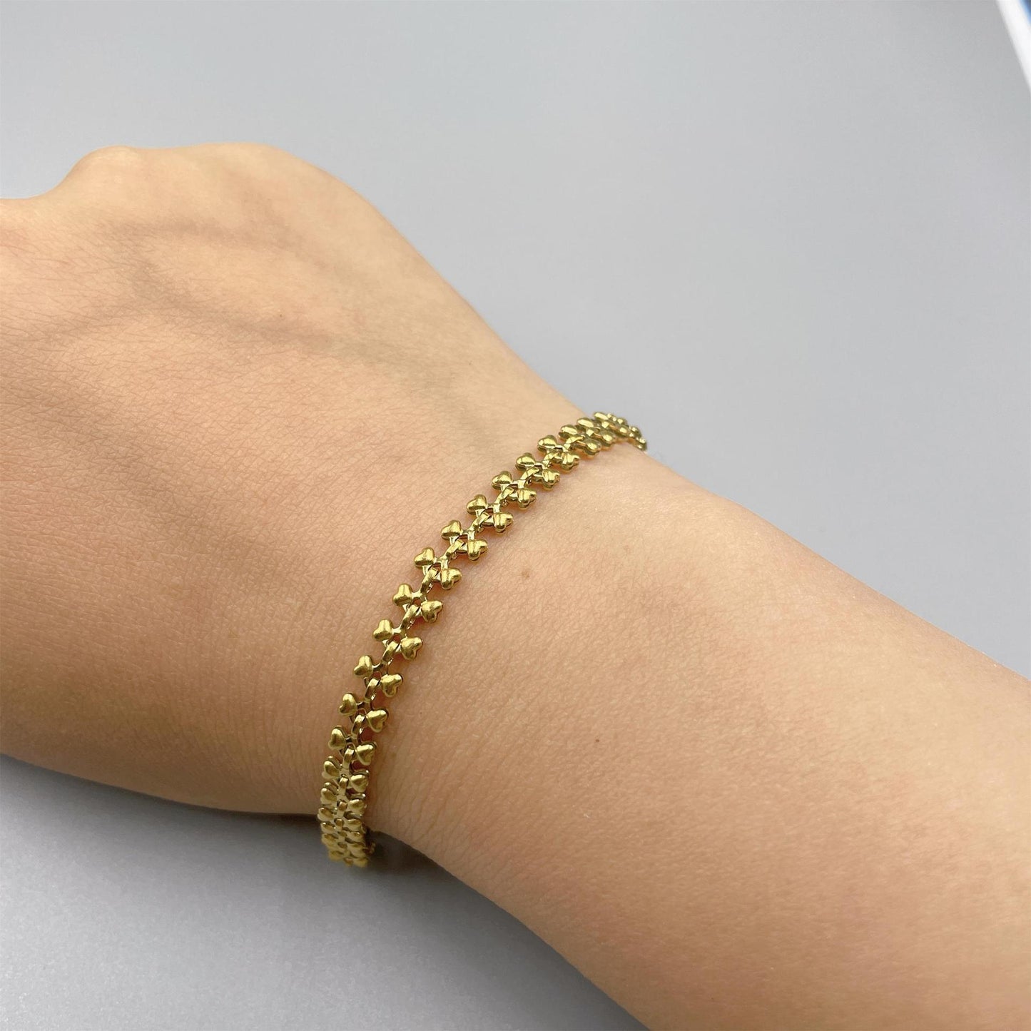 Bracelets en acier titane à coutures géométriques chinoises pour femmes