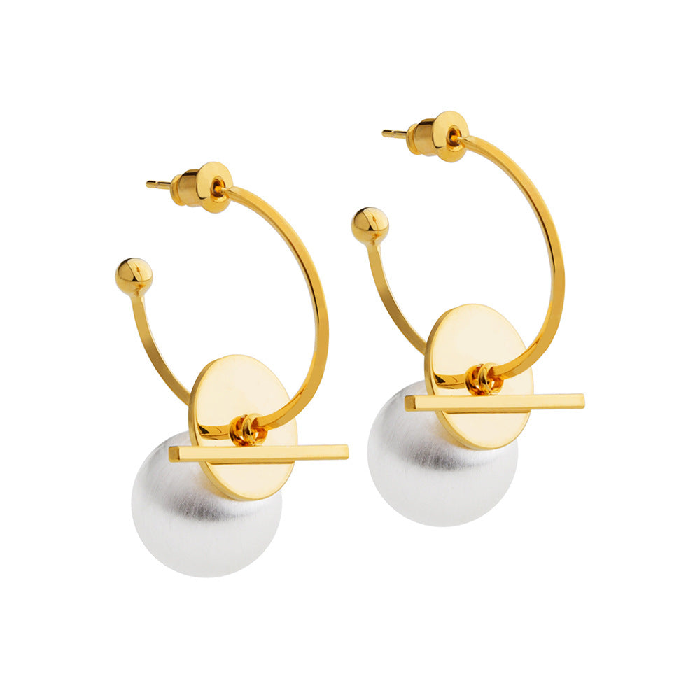 Women's Niche Design Contrast Color Brushed Ball Eardrops High-key Dignified Stud Earrings