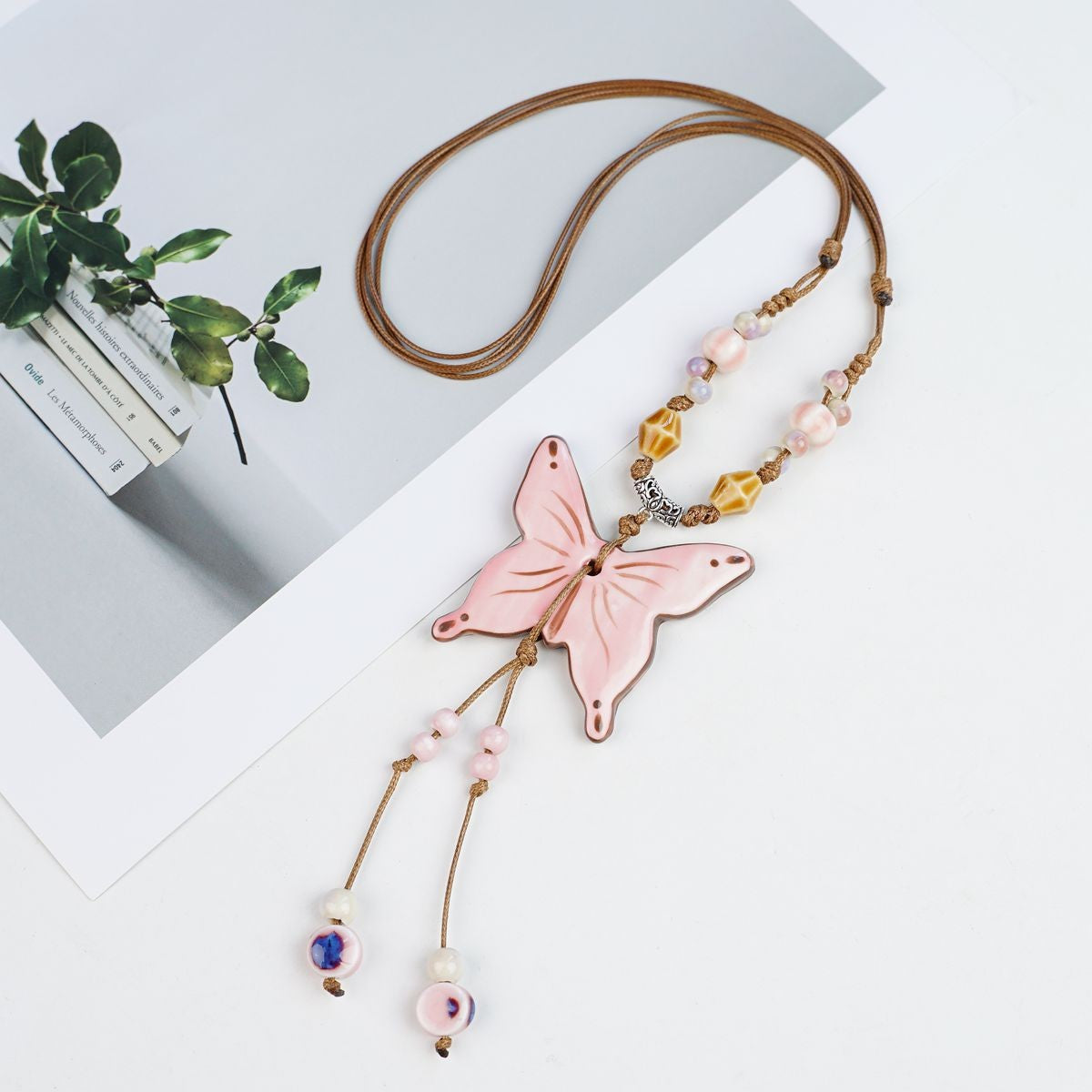 Peace Fu National Fashion Vintage Ceramic Female Longevity Necklaces