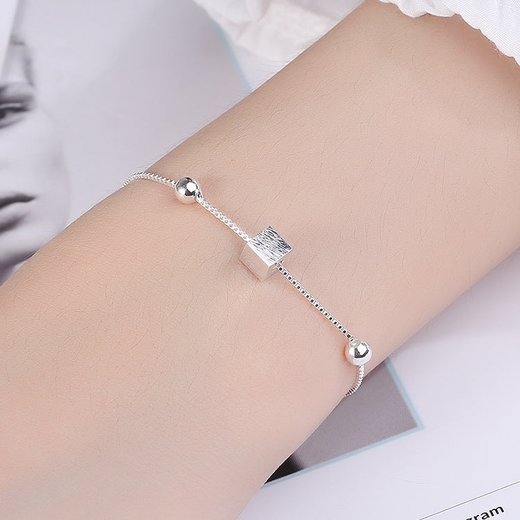 Frosted Surface Brushed Single Square Prime Sier Version Bracelets