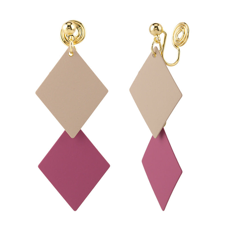 Women's Retro Gentle Contrast Color Diamond-shaped Fashionable Elegant Ear Clip