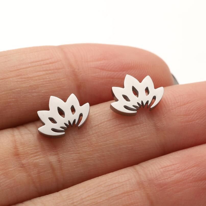 Steel Lotus Core Pattern Chinese Style Ear Stud Earrings
